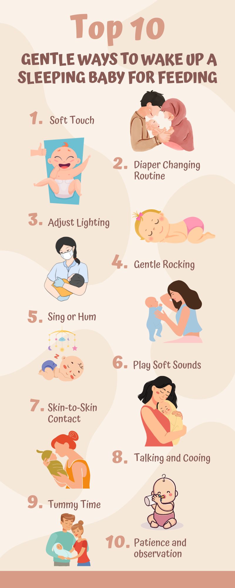 10 ways to wake up a sleeping baby for feeding
